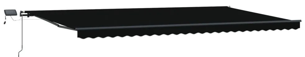Manuális Behúzható Napellenző LED-del Fekete 600x300 cm