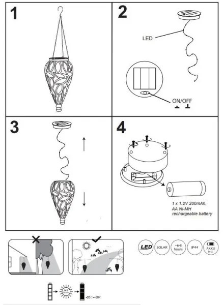 Globo 36131 - LED Napelemes lámpa SOLAR LED/0,9W/3,2V IP44 átlátszó