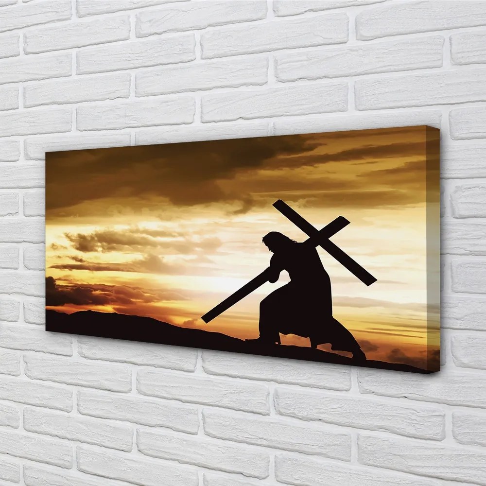 Canvas képek Jézus kereszt naplemente 100x50 cm