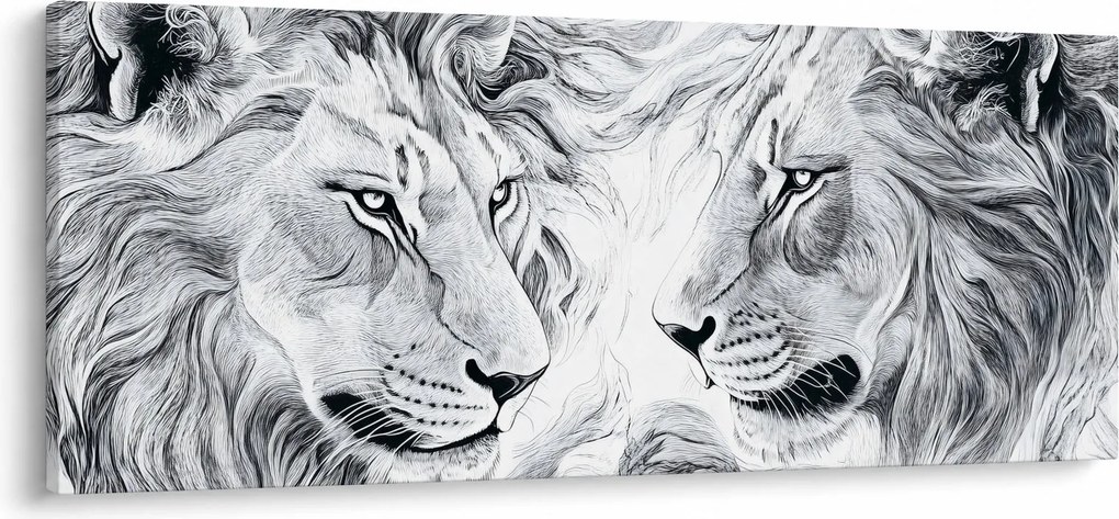 Kép - Rajzolt oroszlánfejek (120x50 cm)