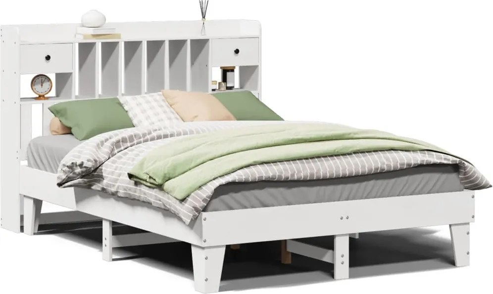 vidaXL fehér tömör fenyőfa ágy matrac nélkül 140x190 cm