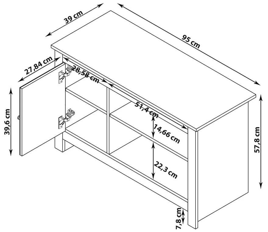 Szürke-natúr színű TV-állvány tölgyfa dekorral 95x58 cm Emerald – Støraa