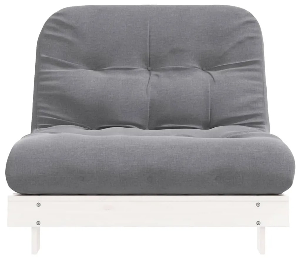 fehér tömör fenyőfa futon kanapéágy matraccal 100 x 206 x 11 cm