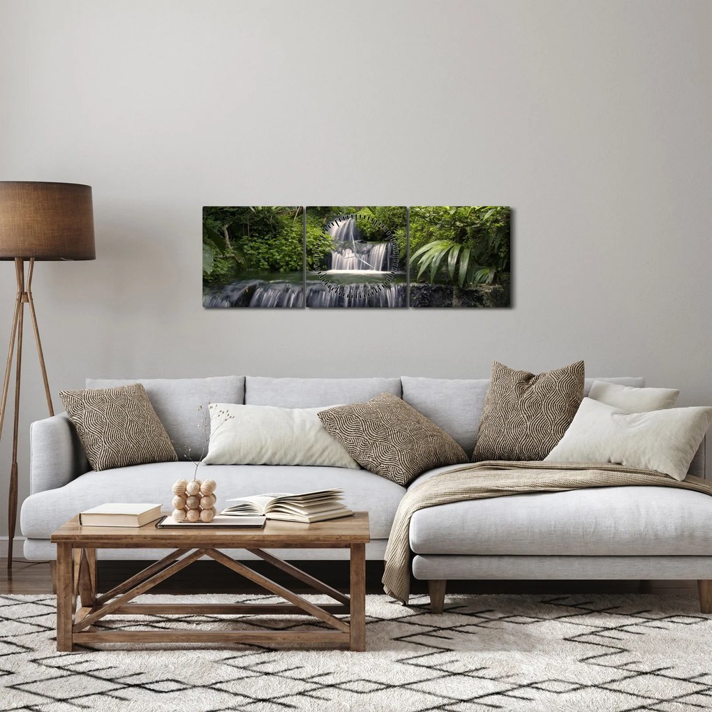 Kép - Vízesések (órával) (90x30 cm)