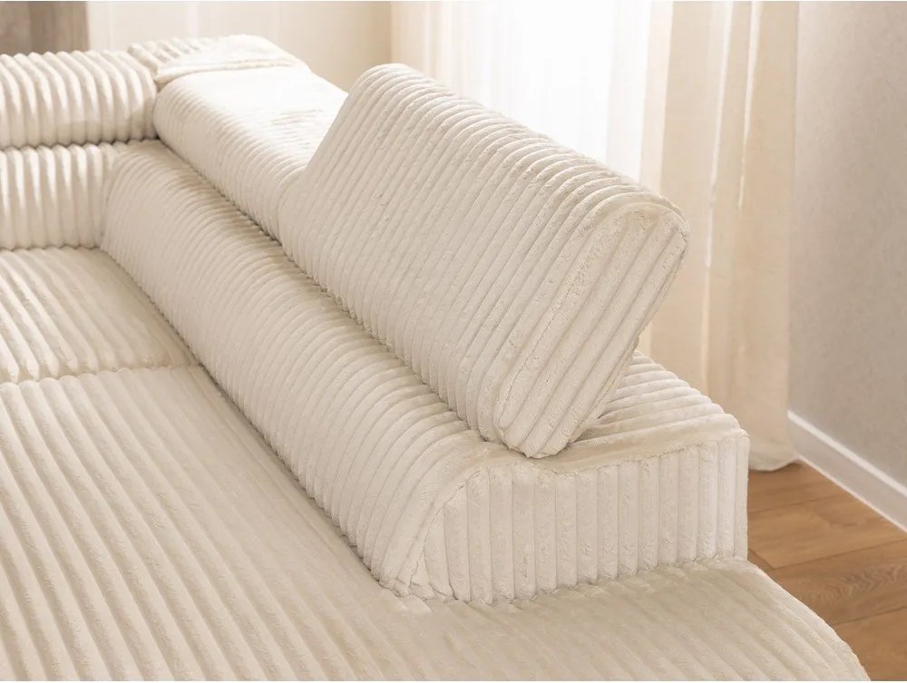 Bézs kordbársony sarokkanapé (jobb oldali-L alakú) Marbeya – Ropez