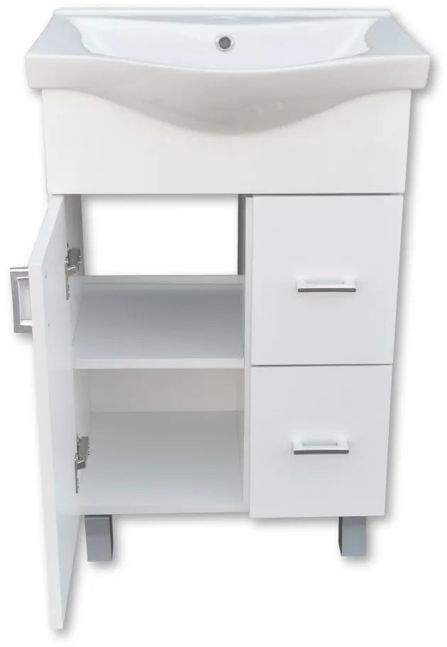 Viva STYLE Bianka 55 lábon álló fürdőszobabútor 2 fiókos Sanovit ALBATROS 10055 mosdókagyló 55x45 cm
