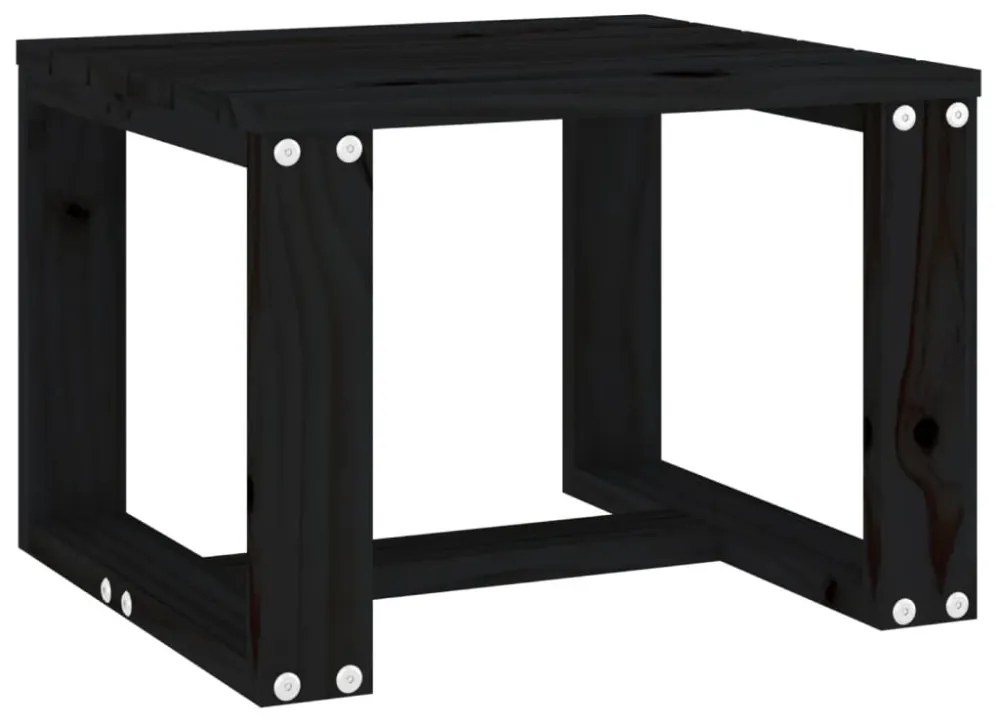fekete kerti tömör fenyőfa kisasztal 40x38x28,5 cm