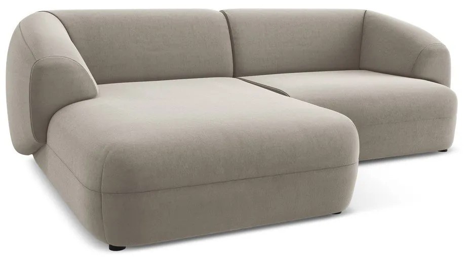 Bézs bársony sarokkanapé (bal oldali) Moana – Makamii