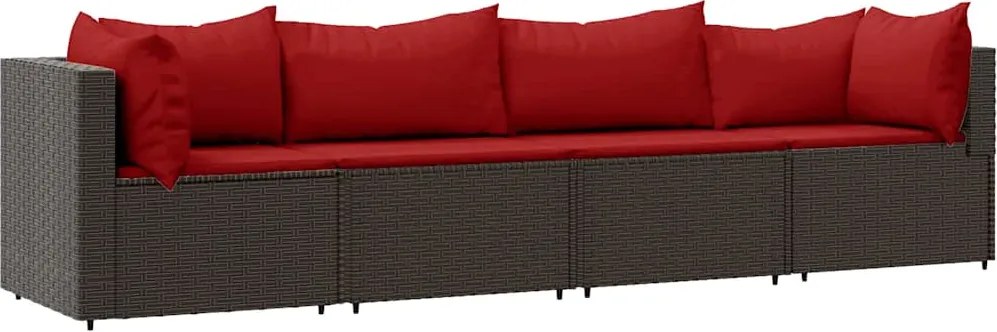 vidaXL 4 részes barna polyrattan kerti ülőgarnitúra párnákkal
