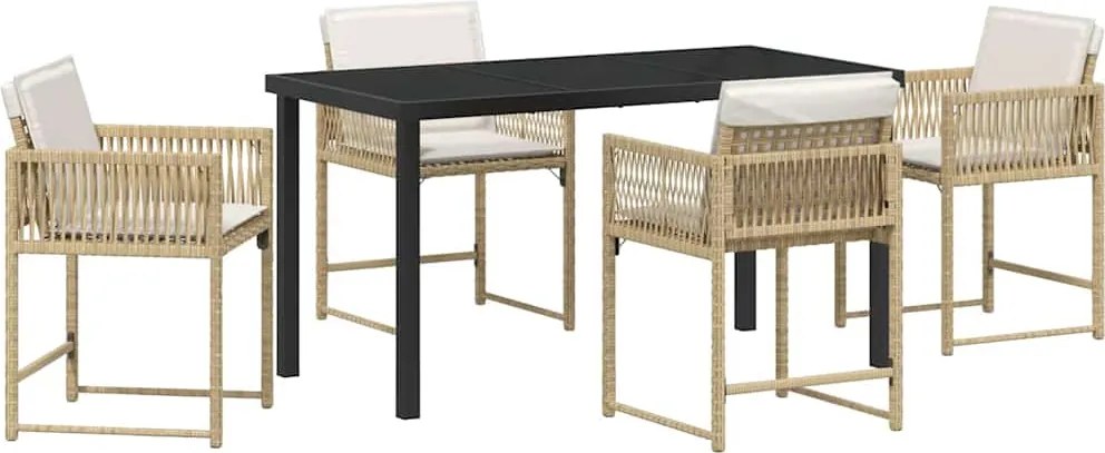 vidaXL Kert étkező szett 5 pcs Bézs polirattan