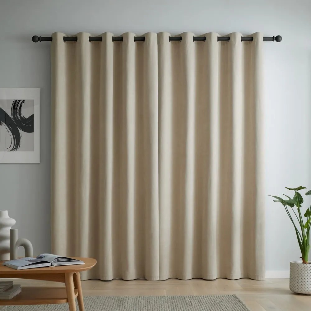Bézs bársony sötétítő függöny szett 2 db-os 117x137 cm Wilson – Catherine Lansfield