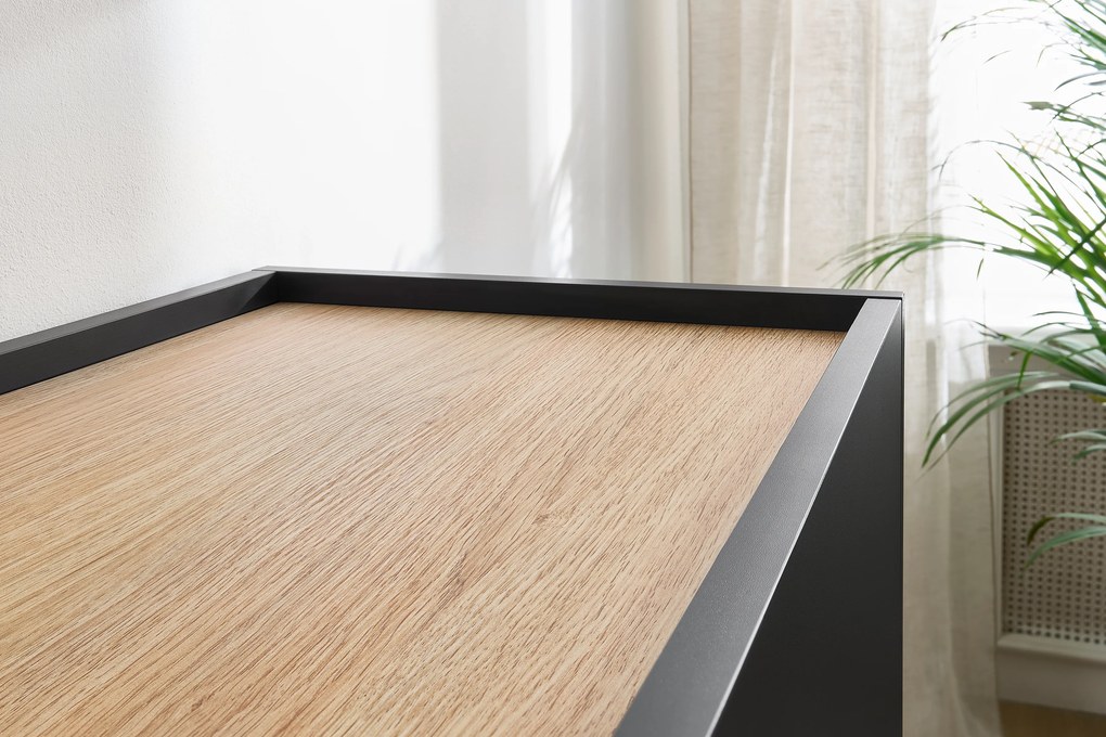 Desin TV-szekrény 220 cm fém lábakkal - fekete matt / nagano tölgy