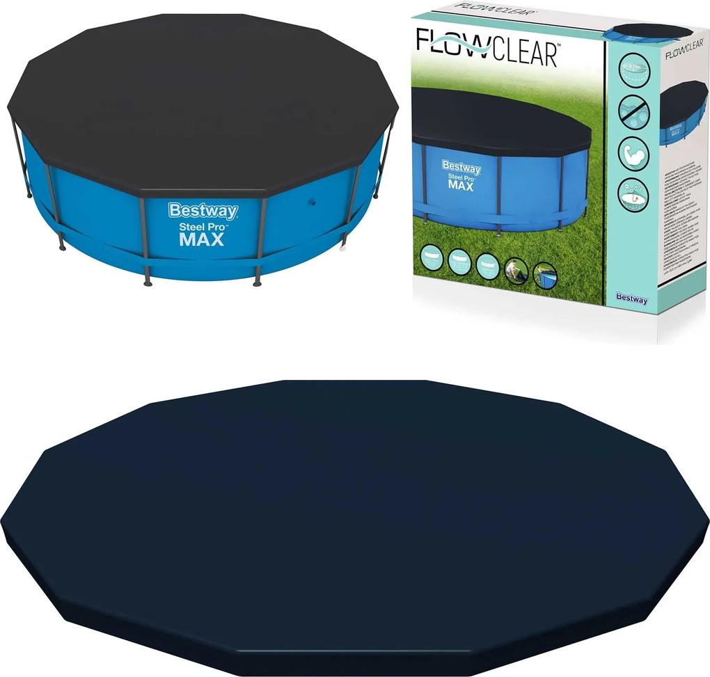 Fedél Kerti Vázas Medencéhez Kerek Átm. 366 CM Bestway