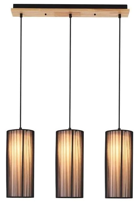 KIOTO zsinóros csillár 3xE27/40W/230V fekete/bükk