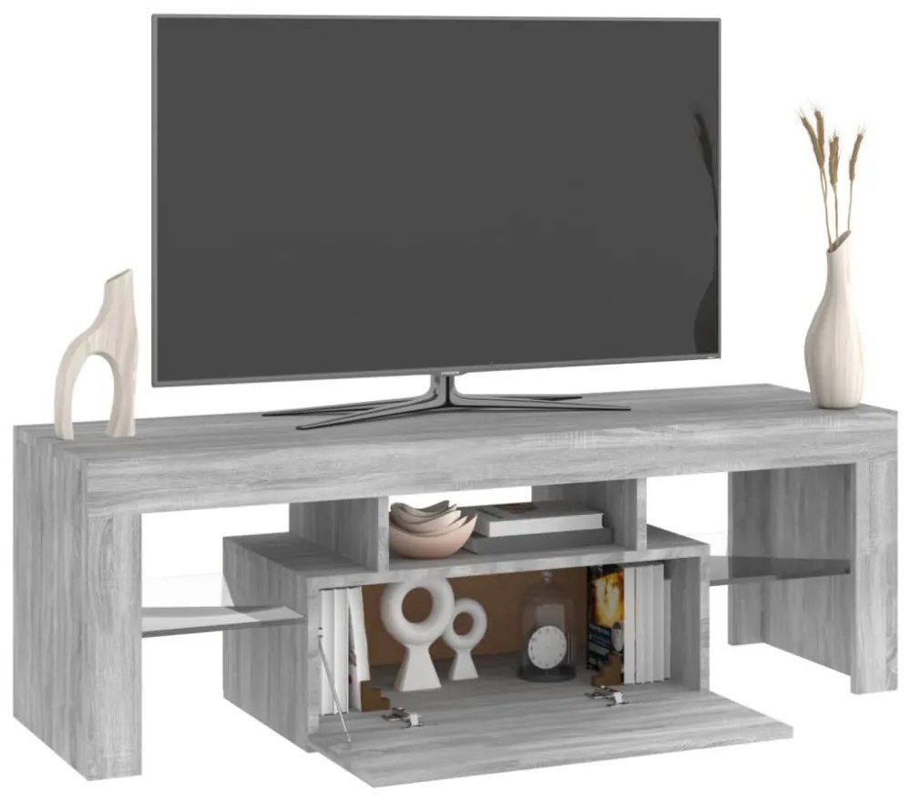 szürke sonoma színű TV-szekrény LED-lámpákkal 120 x 35 x 40 cm