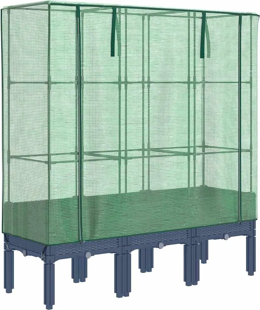 vidaXL rattan megjelenésű magaságyás melegháztakaróval 120x40x140 cm