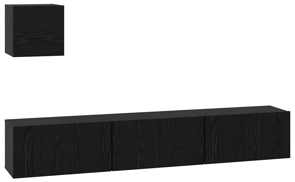 TV szekrény garnitúra 4 pcs Musta tammi 60 x 30 x 30 cm Faanyag