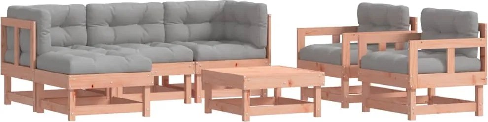 vidaXL 7 részes tömör duglászfenyő kerti társalgószett párnákkal
