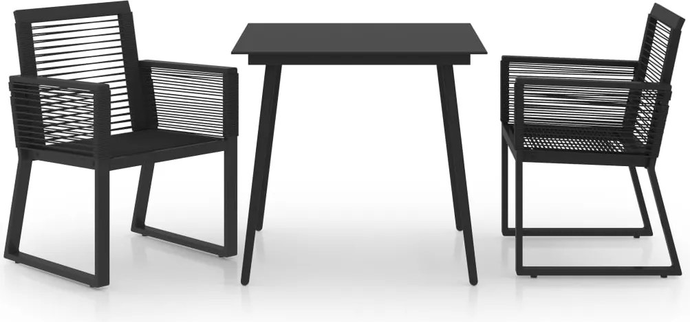 vidaXL 3 részes fekete PVC rattan kültéri étkezőgarnitúra