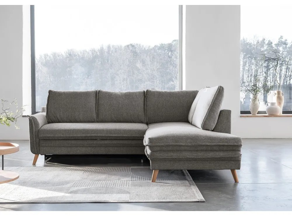 Szürke kinyitható sarokkanapé (jobb oldali) Charming Charlie – Miuform