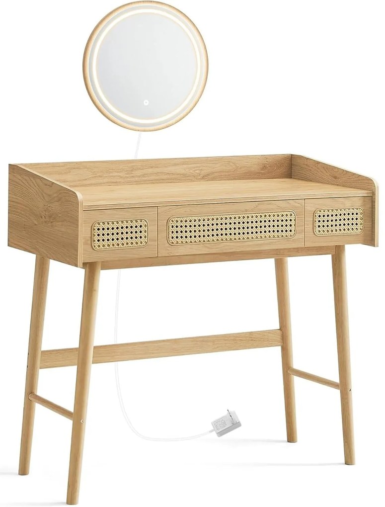 Fésülködőasztal tükörrel és világítással bézs színben
