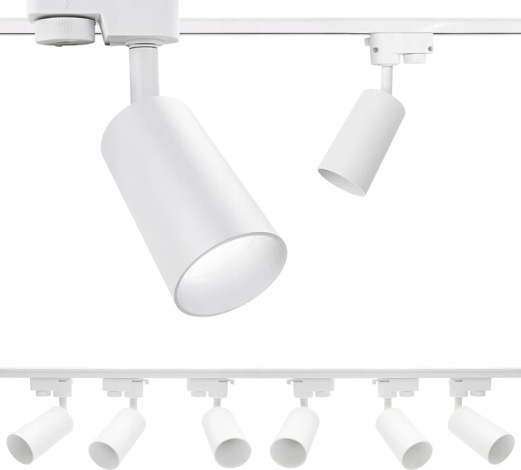 6 db-os spotlámpa szett mozgatható fehér GU10 sín 2m