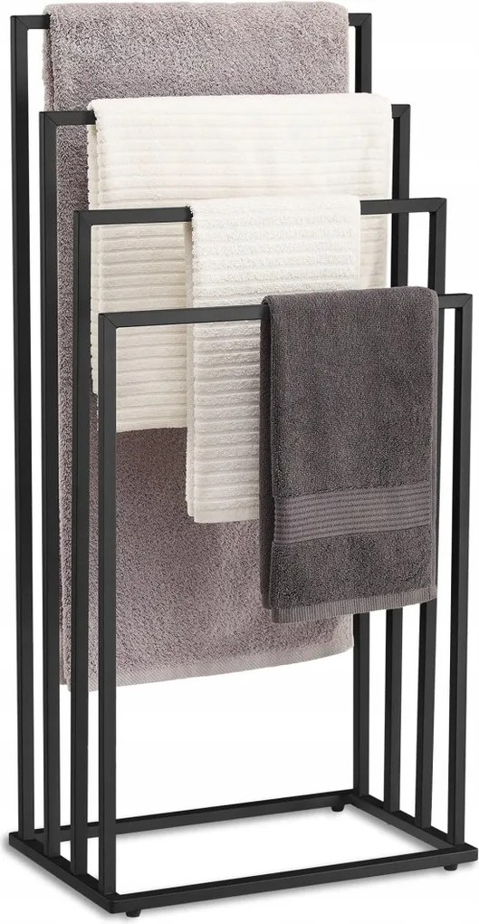 Fürdőszobai Törölközőtartó Állvány 4 Szintes Fekete