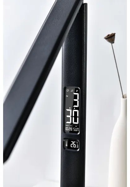 Immax 08930L - LED Szabályozható asztali lámpa kijelzővel KINGFISHER LED/9W/230V/12V fekete