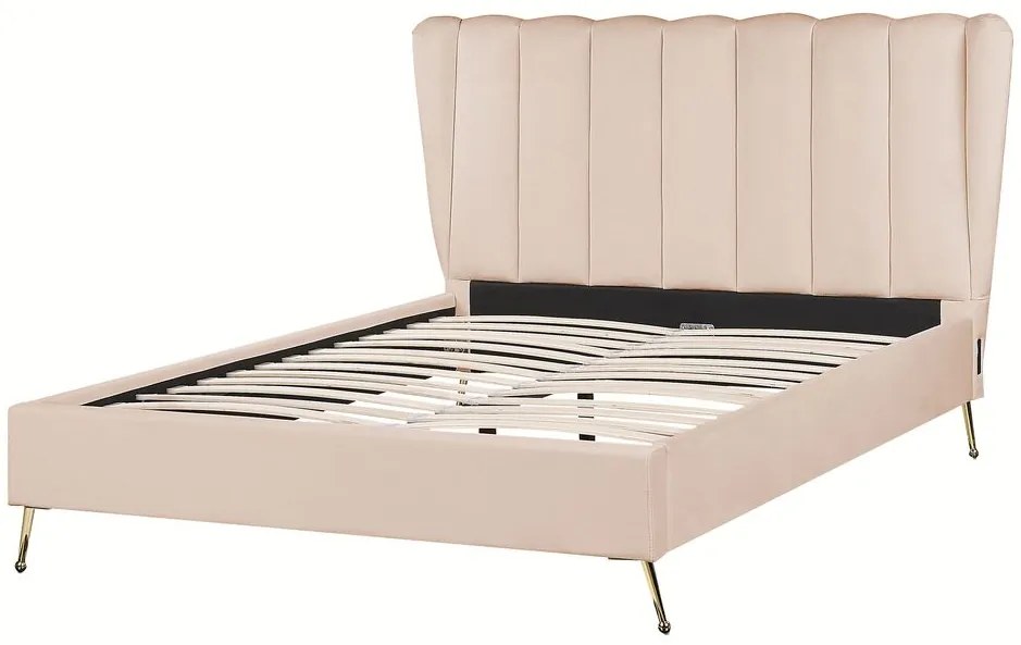 Franciaágy 140 cm Mirabell (bézs) (ágyráccsal) (USB porttal). 1081444