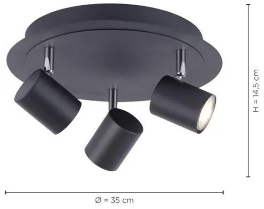 Leuchten Direkt 11943-13 - LED Spotlámpa TARIK 3xGU10/5W/230V antracit