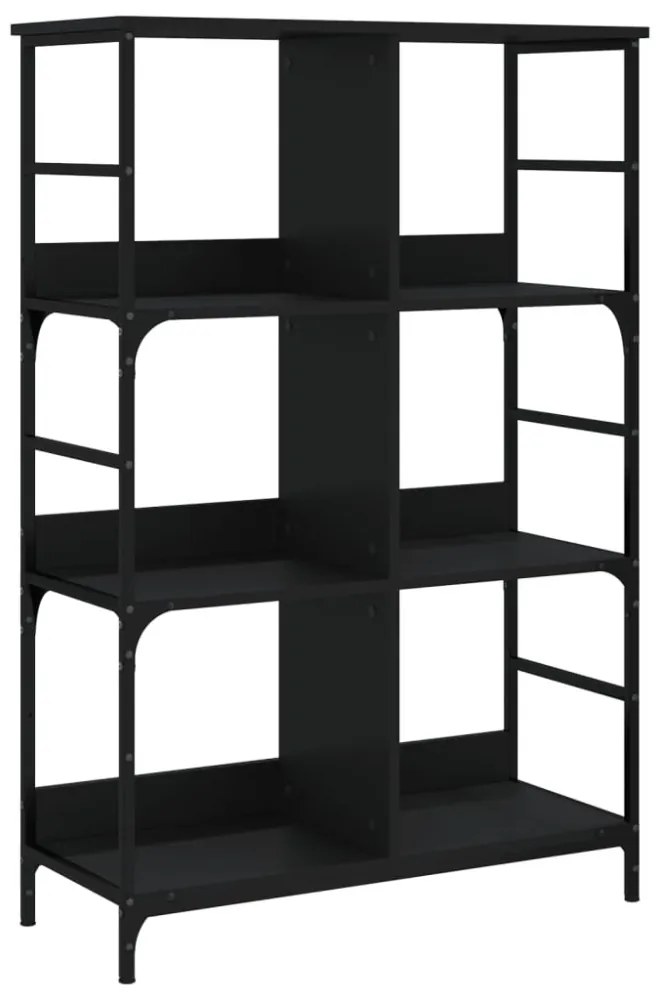 fekete szerelt fa könyvespolc 78,5 x 33 x 117,5 cm