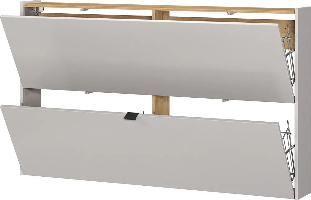 Krémszínű billenő ajtós-függő cipőtartó tölgyfa dekorral 140x83x18 cm Ameca – Germania