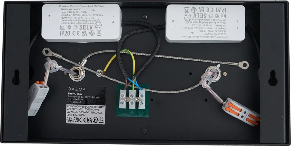 Modern fekete felületre szerelt spotlámpa, dimmelhető LED-del, 2-lámpás - Dionysos