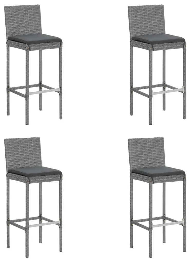 5 részes szürke polyrattan kerti bárszett párnákkal