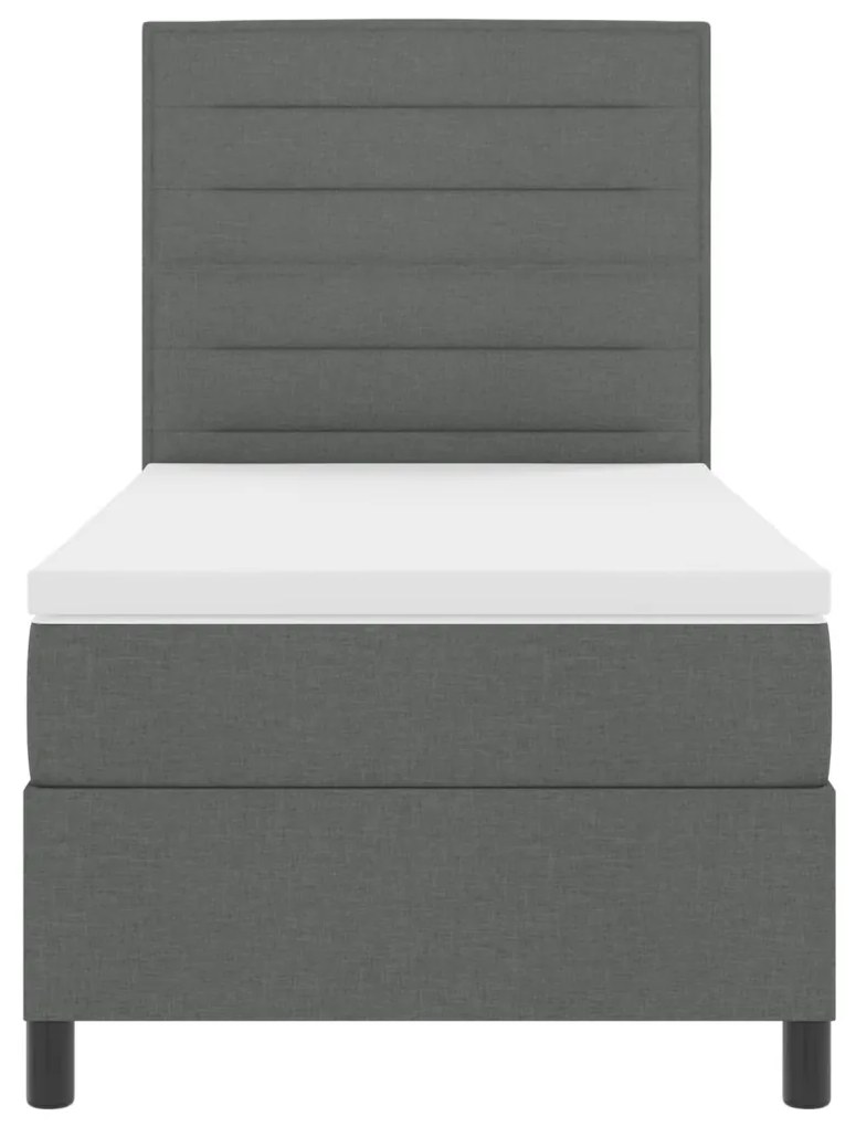 Rugós ágy matraccal és LED világítással, sötétszürke, 90 x 190 cm, szövet