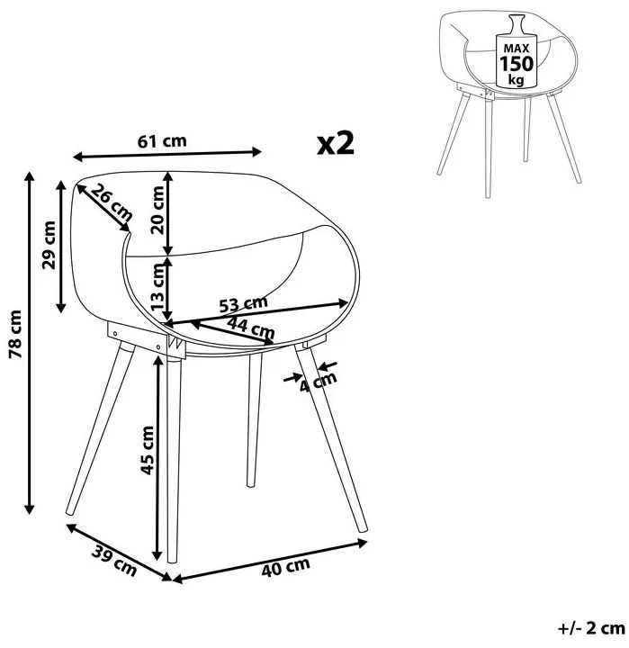 Design 2 Darabos Szürke Szék Szett CHARLOTTE Beliani