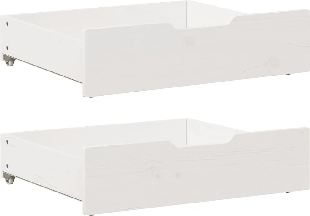 vidaXL 2 db fehér tömör fenyőfa ágy alatti fiók 75 x 55 x 17 cm