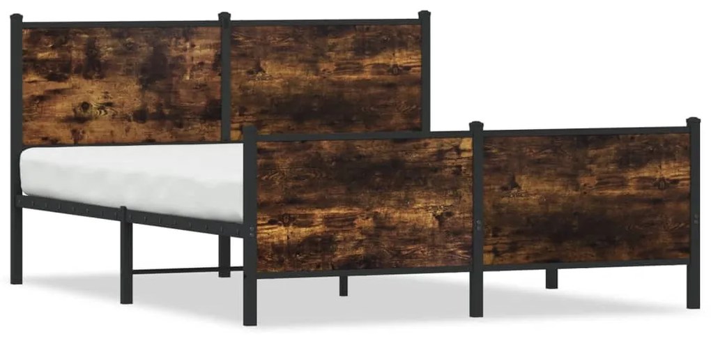 füstös tölgy színű fém ágykeret matrac nélkül 160 x 200 cm