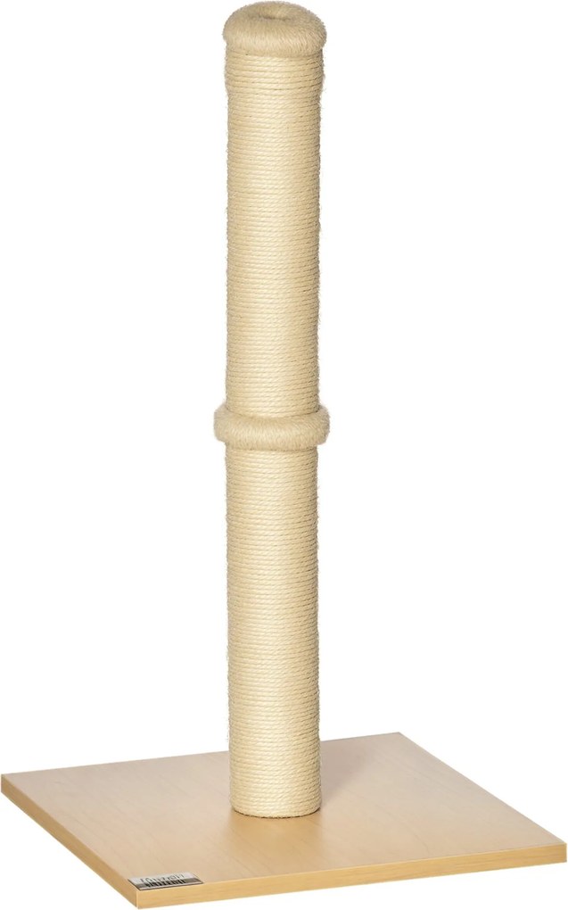 PawHut 60 cm-es Macskakarmoló oszlop, sisal borítású, stabil karmolós fa macskáknak labdával, Chipboard, Bézs+Oszlop, 34 x 34 x 60 cm | Aosom