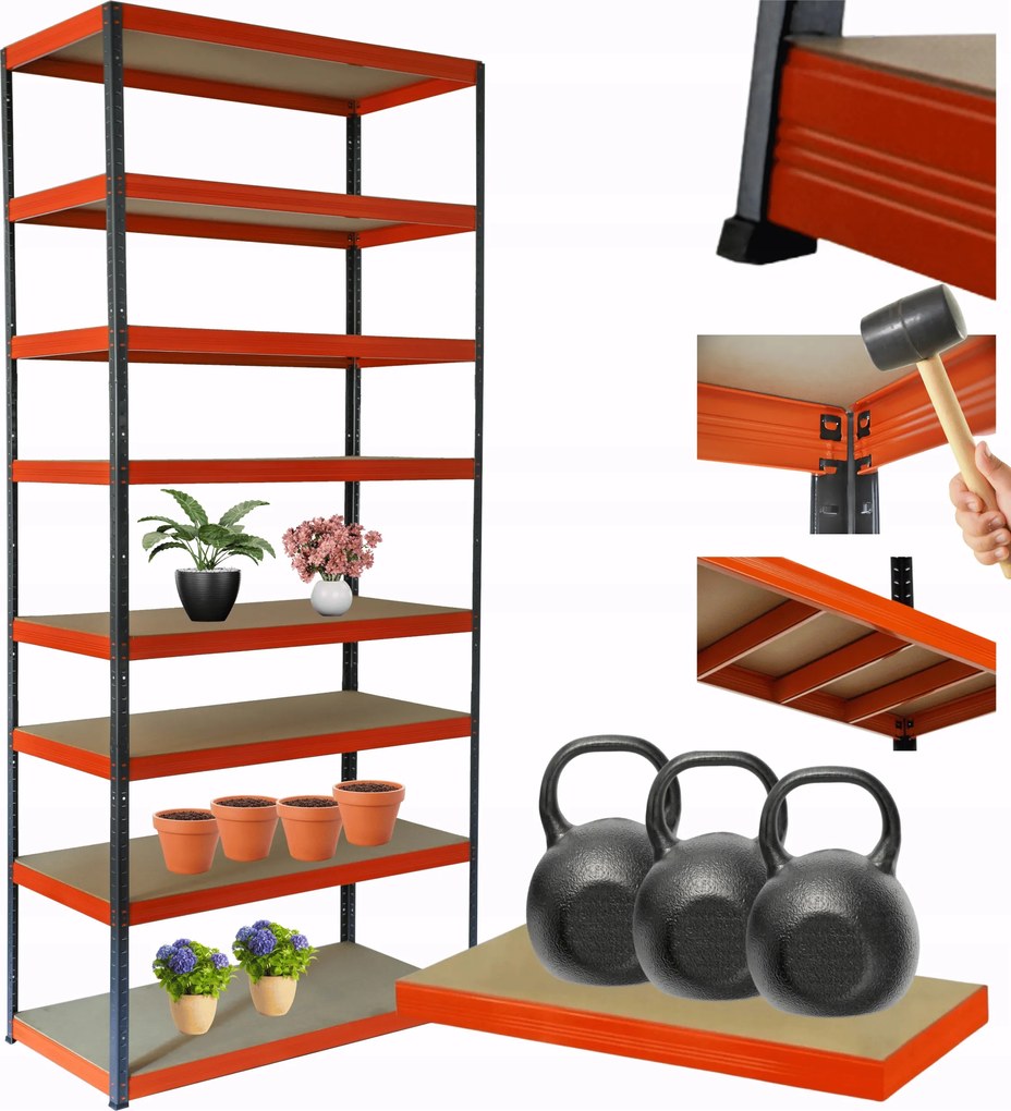 Tárolószekrény fém állvány Helios 270x110x40cm 8Px350kg Tömör