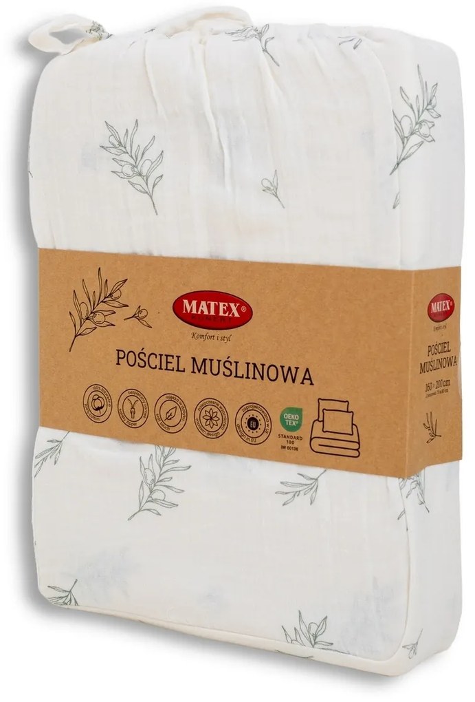 Matex Olajfa ág muszlin ágyneműhuzat, 140 x 200 cm, 70 x 90 cm