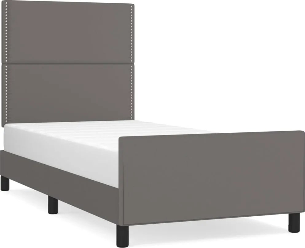 vidaXL szürke műbőr ágykeret fejtámlával 90 x 200 cm