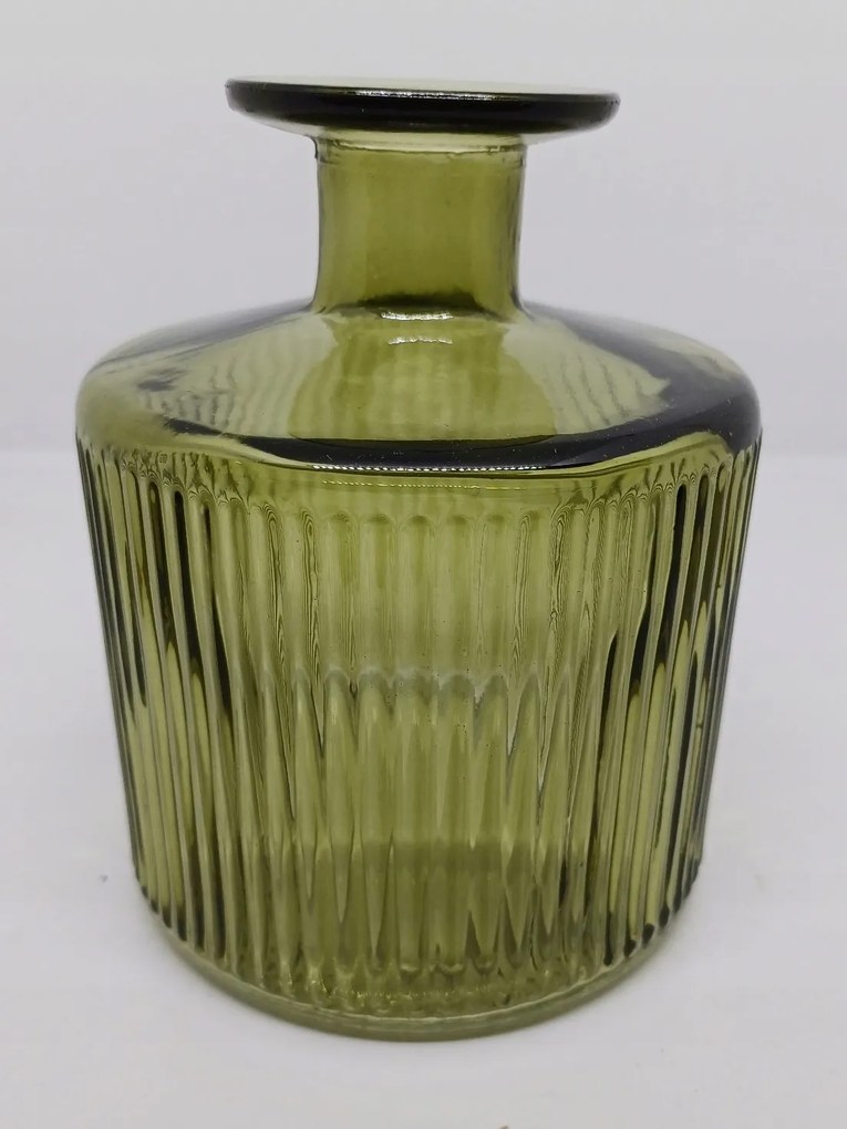 Üveg váza dekoratív üveg zöld bordázott üveg karácsony