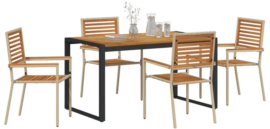 Kert étkező szett 5 pcs Bézs 140 x 80 x 75 cm polirattan