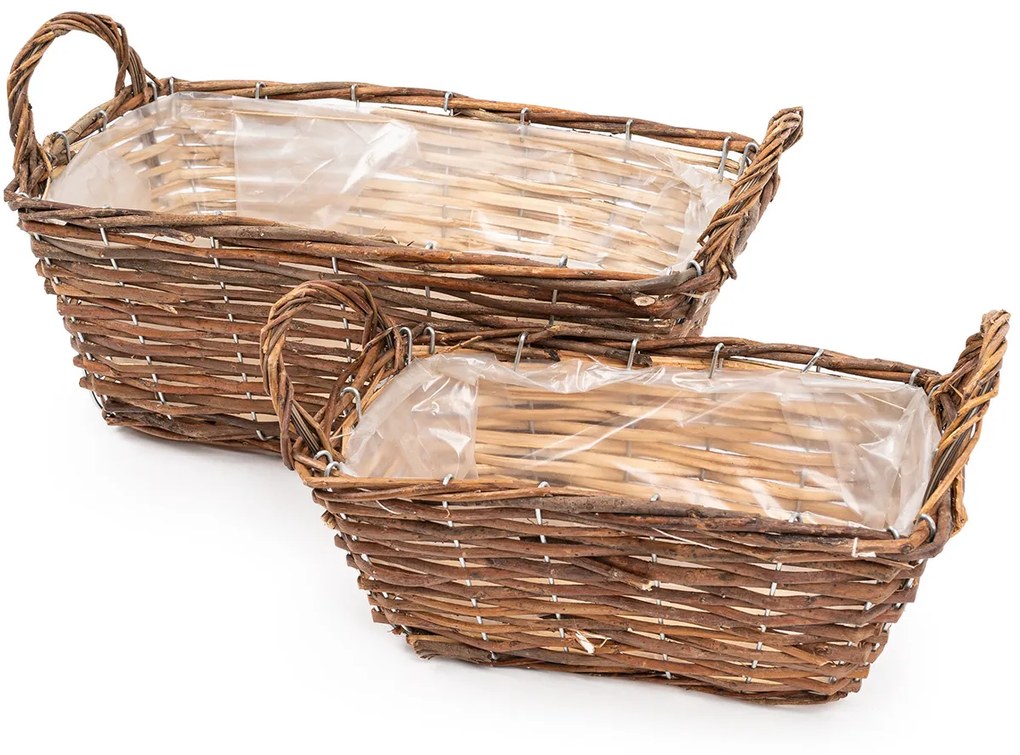 Fonott virágkosár barna, 32 x 17 x 13 cm