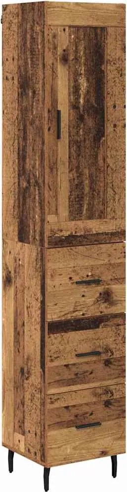 vidaXL Magasfiú fiókkal Öreg fa 34,5 x 34 x 180 cm Faanyag