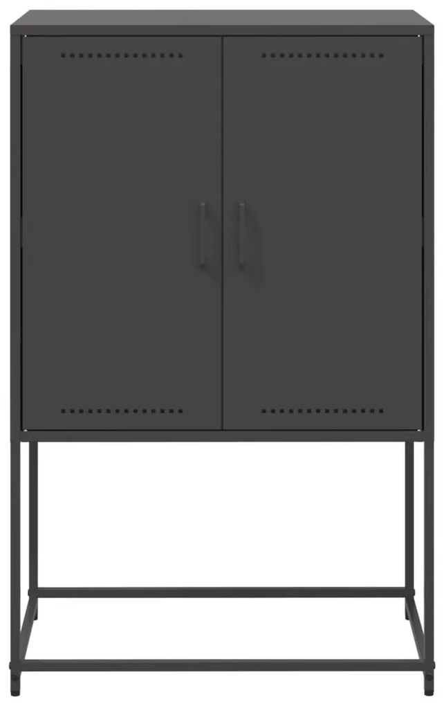 fekete acél magasszekrény 68,5 x 38,5 x 107 cm