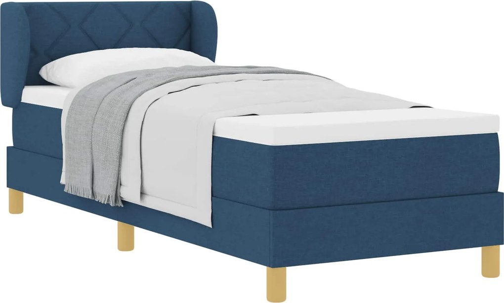 vidaXL Boxrugós ágy matracmal fejtámlával Kék 80 x 200 cm szövet