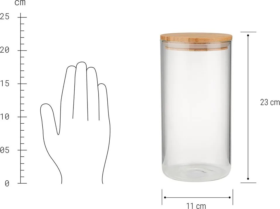 WOODLOCK üveg tároló, 1750 ml