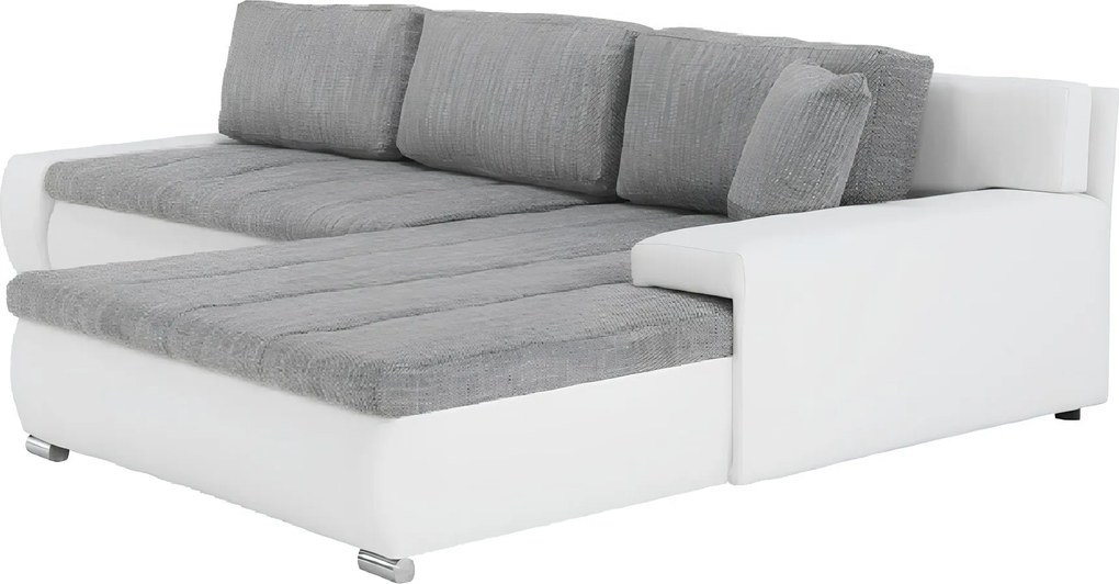 Ülőgarnitúra, műbőr fehér/szövet szürke melír, TONIKS